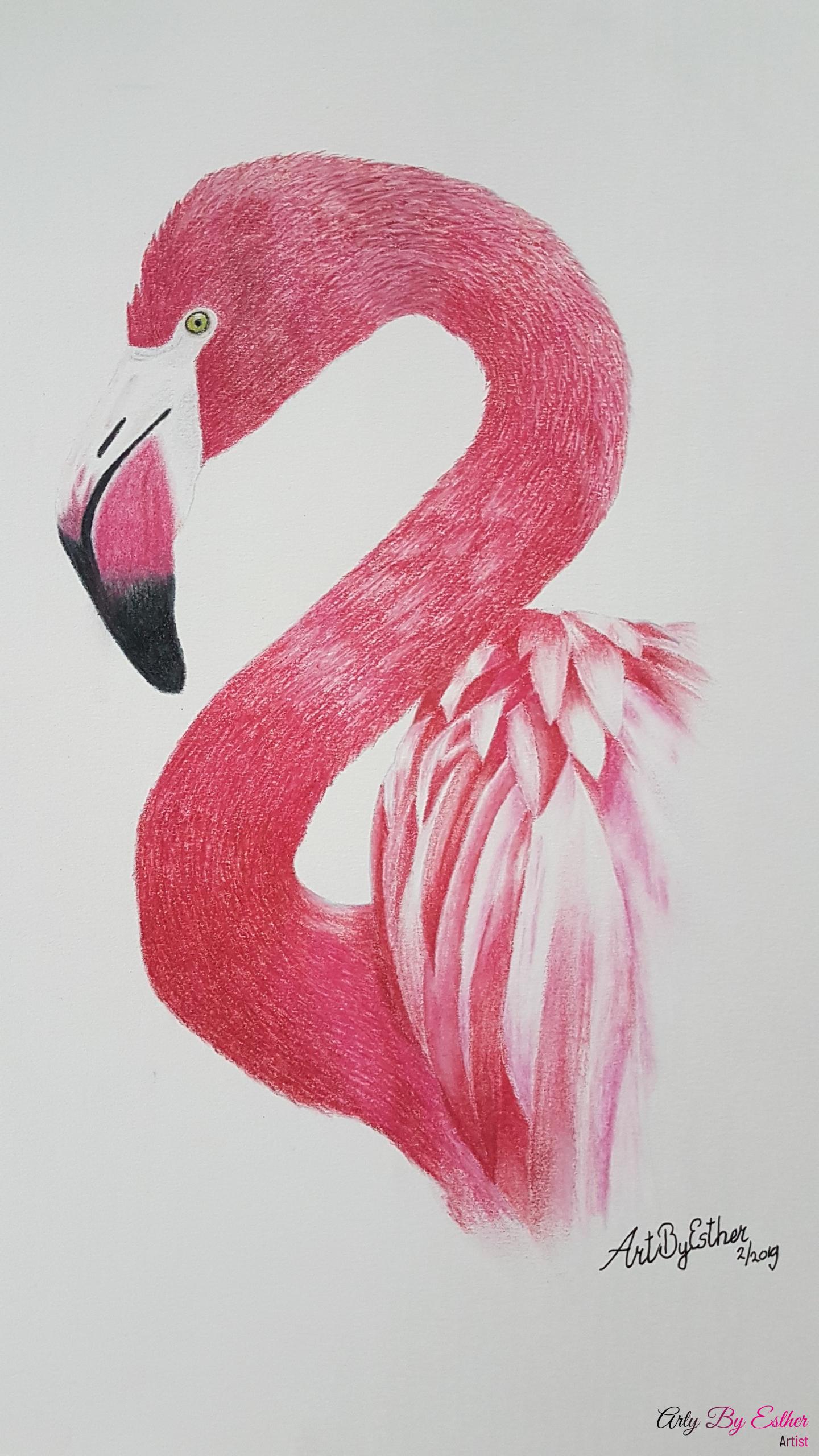 Pink Flamingo Pastelpainting